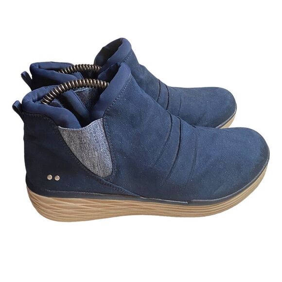 RYKA Niah Faux Suede Sz 10 Blue Slip-on Water Repellent Pleat Detail Ankle Boots - Picture 3 of 7